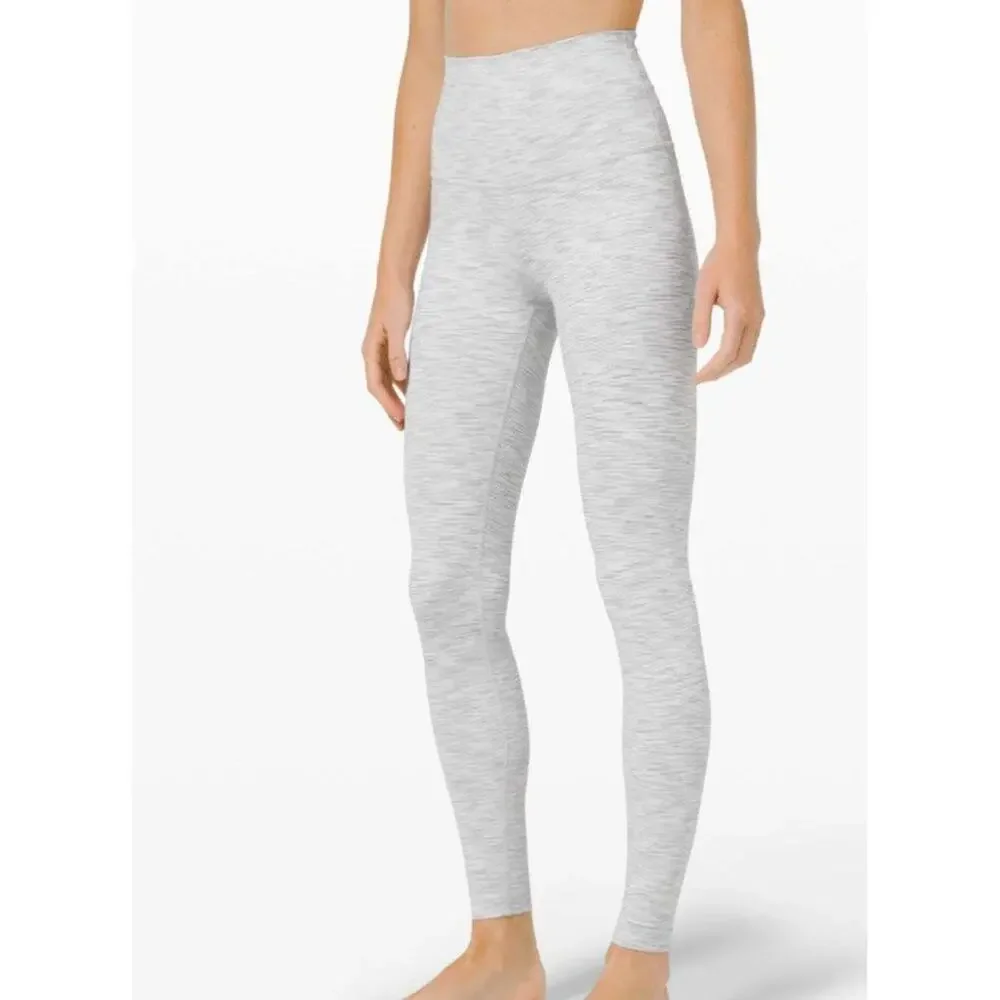 Lululemon White and Grey High Rise Wunder Under 25" Leggings - Picture 1 of 6